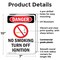 Signmission No Smoking Turn Off Ignition Danger Sign, Plastic, 7in W x 10in L, 2PK OS-2PACK-DS-P-710-V-1490 - alternate 6